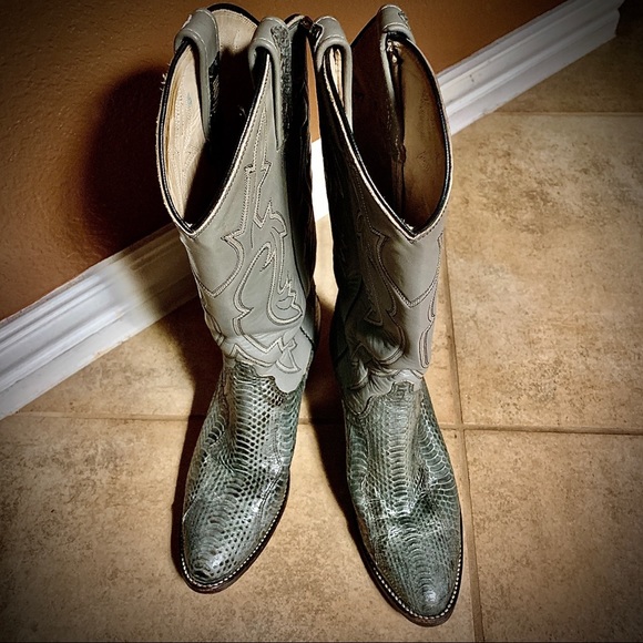 Grey Western Cowgirl Boots Authentic Snake Skin Leather Size 5 Great Condition - Picture 2 of 10